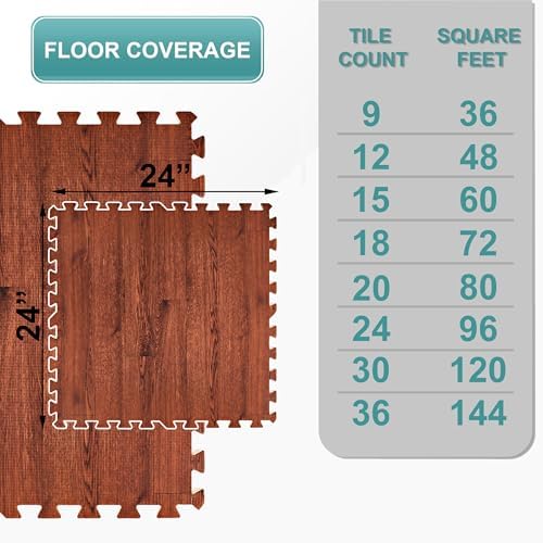 Sorbus Interlocking Wood Grain Foam Floor Tiles - Image 2