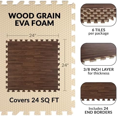 Stalwart Wood Grain Foam Floor Tiles - Image 2