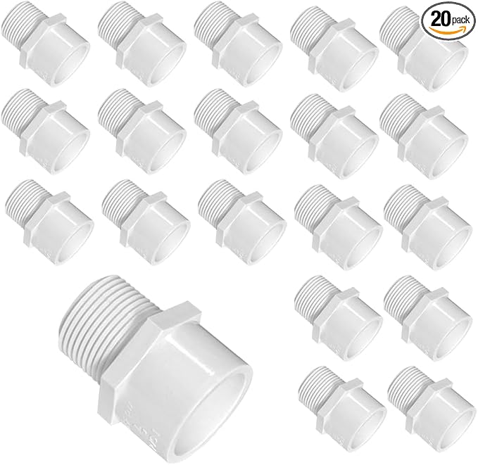 3/4 Inch White 2-Way SCH40 PVC Male Adapter Pipe Fittings， pipe fittings by DSYBJR