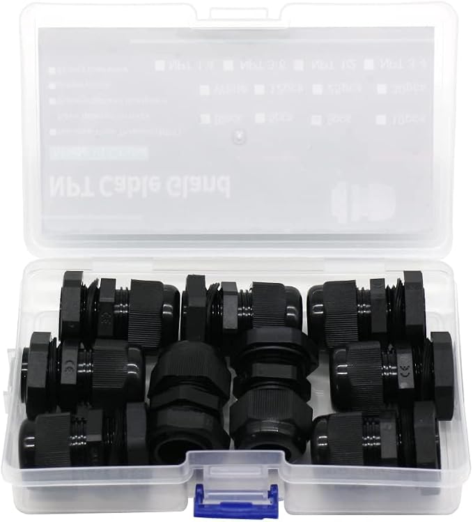 9-Pack 1/2" NPT Cable Glands, IP68 Waterproof Nylon PA66 Strain Relief Cord - Image 8