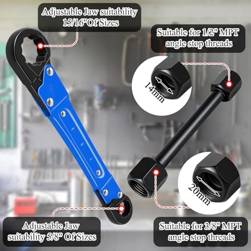 Ponpon Angle Stop Wrench Kit, Plumbing Tools, Angle-on Plumber Wrench - Image 3
