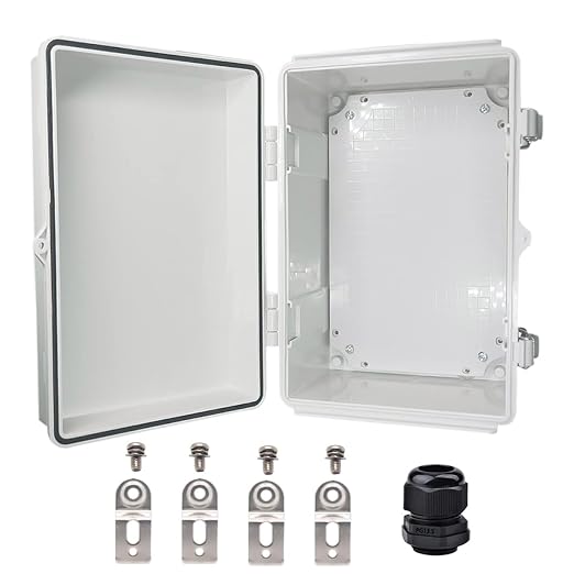 Waterproof Electrical Box, IP67 Junction Box Stainless Steel Latch Hinged Grey by YETLEBOX