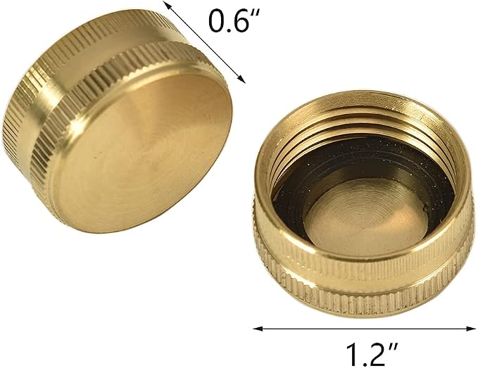 2 Pack 3/4" Brass Garden Hose End Caps - Image 2