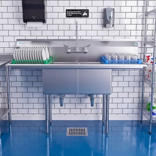 KoolMore 2 Compartment Stainless Steel NSF Commercial Kitchen Prep & Utility - Image 2