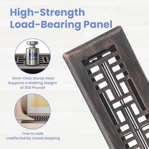 Howeall 2x10 Inches Heavy Duty Walkable Floor Register Easy Adjust Air Supply - Image 2