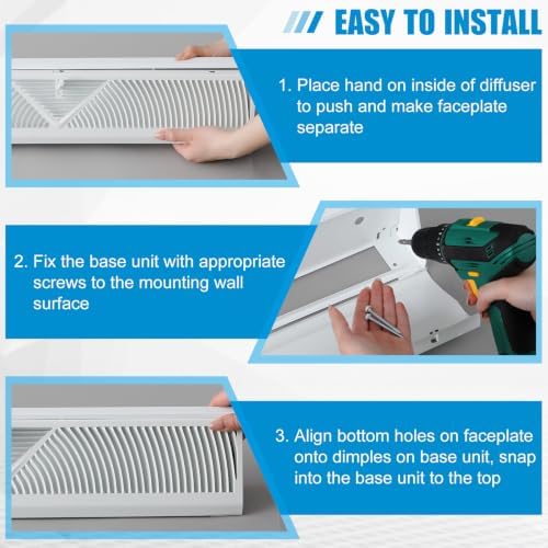 Yaocom 2 Pack 48 Inch Baseboard Register Vent Covers 48" Duct Opening Size - Image 5