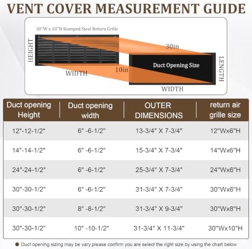 30x10 Black Steel Return Air Grille, Fits 30"W x 10"H Duct Opening - Image 4