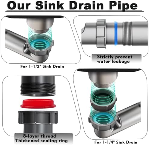 1-1/2" Double Sink Drain Pipe Kit - Image 3