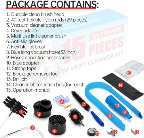 BLuesea Dryer Vent Cleaner Kit, 15-Piece Ultimate Dryer Cleaning Kit Include 40 - Image 6