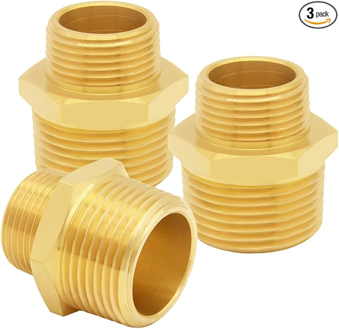 Uenede Brass 1/2" NPT Male to 3/4" NPT Male Reducer Adapter by Uenede