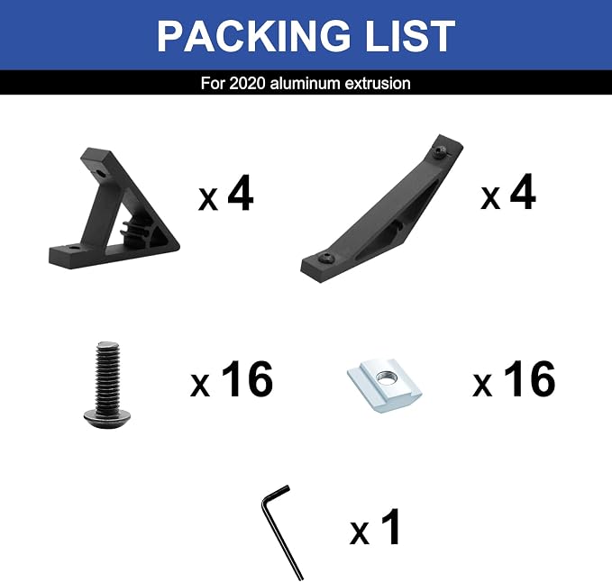 8 pcs 2020 45/135 Degree Angle Corner Bracket Black 2020 Extrusion Hardware - Image 4
