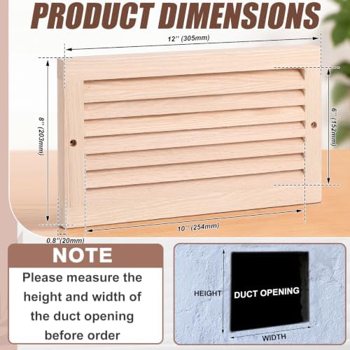 Weysat 1 Pcs 8 x 12 Inch Oak Hardwood Air Return Vent Cover - Image 2