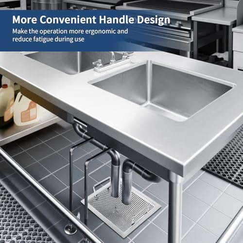 Floor Drain Strainer 304 Stainless Steel, Double Handle Basket, 8.5" x 8.5" x - Image 7