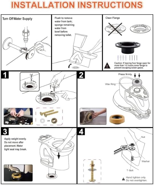 Toilet Flange with Wax Ring for Toilets Replacement Kit Includes Bolts PVC - Image 4