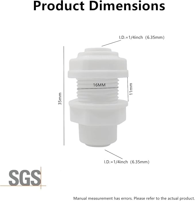 10 Pack 1/4" Bulkhead Connector Include 10 end Plug -Push to Connect Fitting - Image 2