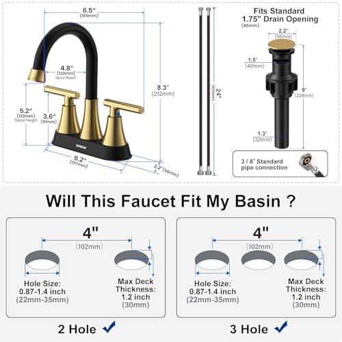 Bathroom Faucet, Hurran 4 inch Centerset 2-Handle Lead-Free - Image 6