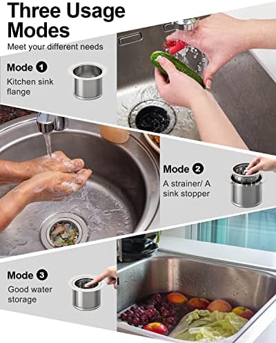 BOTEMY Extended Garbage Disposal Flange Basket Strainer Stopper, Deep 304 - Image 5