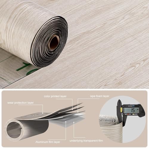 3D Peel and Stick Floor Tile Vinyl Flooring Roll Wood Plank Sticker 15.75"x - Image 5