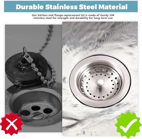 Zonon 5 Pcs 3-1/2 Inch Kitchen Sink Drain Strainer Assembly - Image 6