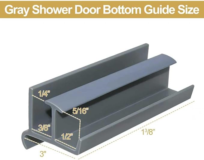 Gray Sliding Shower Door Bottom Guide - Image 2