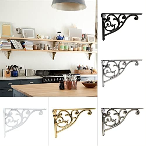 Shelf Brackets 8 Inch 4 Pack Heavy Duty Antique Brass Wall Bracket Victorian - Image 5