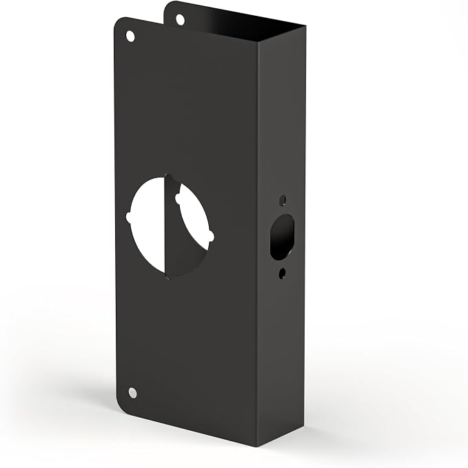 Door Knob Reinforcement Plate, Matte Black, Fits 1-3/8" Doors, 2-3/8" Backset by NAUBEA