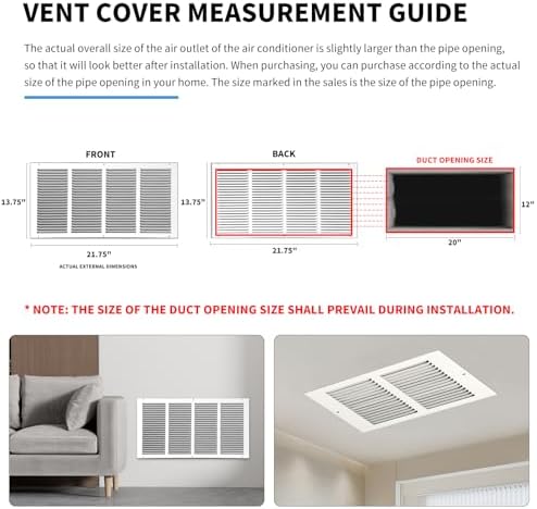 20x12 Return Air Grille, Air Return Vent Cover, Flat Vent Cover, Rejillas De - Image 4