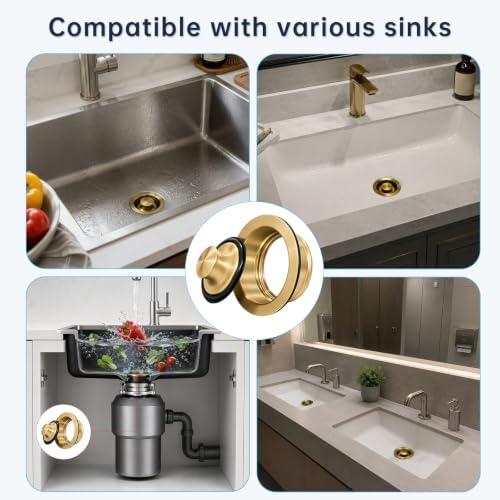Garbage Disposal Flange and Stopper, Brushed Gold - Image 7