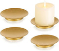 Romadedi Gold Iron Pillar Candle Holder Plates, Decorative Stand Pack of 4 | by ROMADEDI