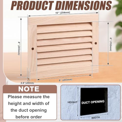 Weysat 1 Pcs 8 x 10 Inch Oak Hardwood Air Return Vent Cover - Image 2