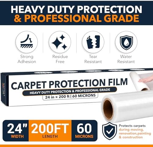 Carpet Protection Film 24" x 200 ft, Durable Temporary Stair Carpet Protector - Image 3