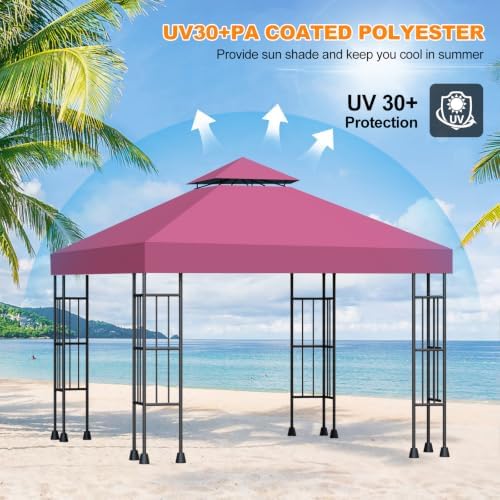 10x10 Canopy Replacement Top Cover Canopy Top Replacement Double Layer Vented - Image 2