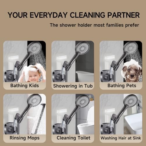 No Drill Shower Head Holder, Strong Suction Cup 360° Adjustable Handheld Shower - Image 4
