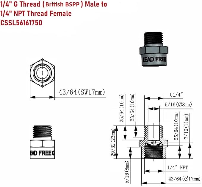 G Thread Male to NPT Female Adapter - Image 3