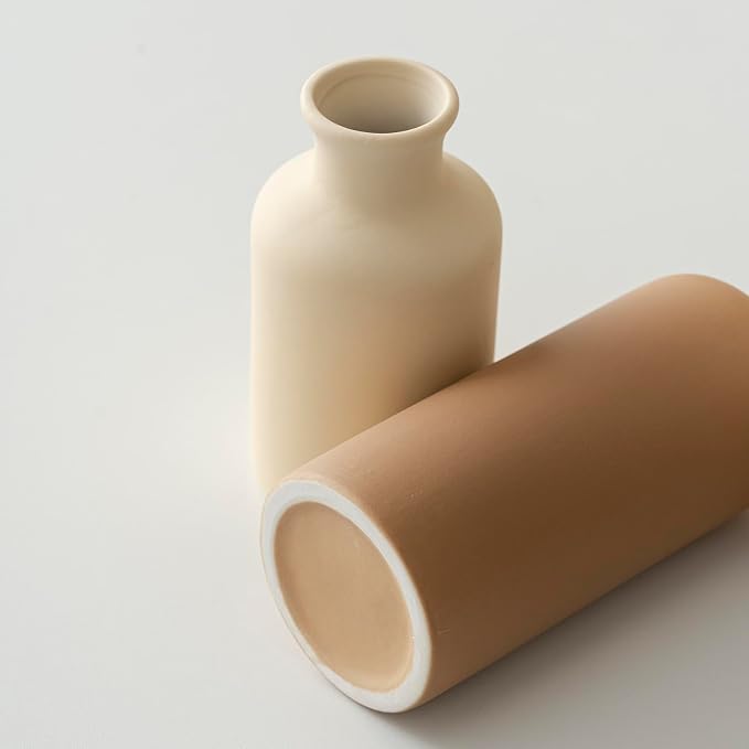 Modern Ceramic Vase Set of 3, Neutral Colors, Decorative Bottles - Image 7