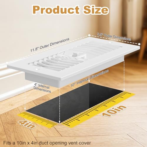 4x10 Floor Vent Cover 6-Pack Heavy Duty Floor Register - Image 2