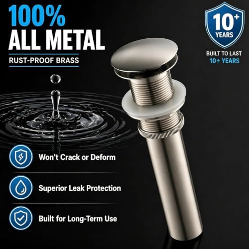 Pop up Drain for Bathroom Sink, Vessel Sink Drain Without Overflow - Image 6