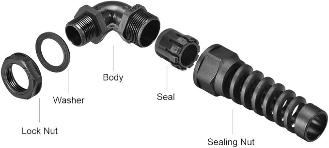 uxcell M20 Cable Gland 90 Degree Waterproof IP68 Nylon Joint Adjustable Locknut - Image 3