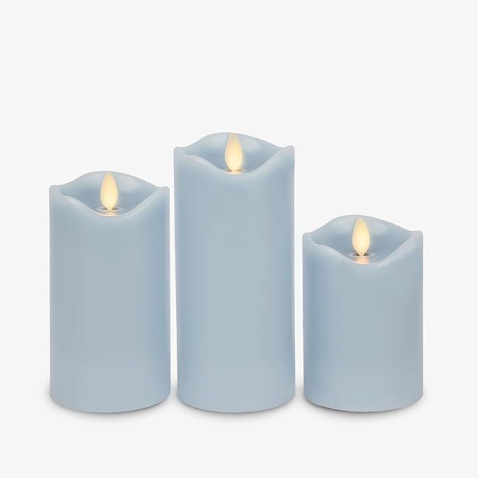 Co. Set of 3 Flameless LED Flickering Battery Candle Moving Flame Pillar - Image 2