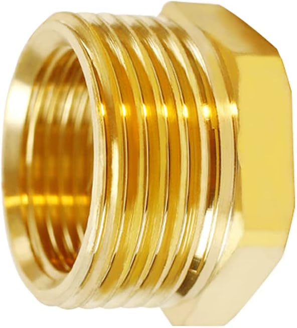 Joywayus Brass Reducing Hex Bushing 1/2" G Female x 3/4" NPT Male | Cast Pipe - Image 3