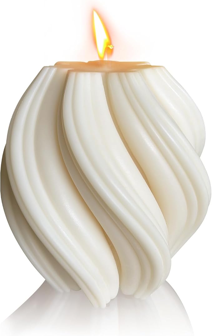 Spiral Swirl Candle Beautiful Handmade Pillar Scented Soy Wax, home decor by JDHSilicone