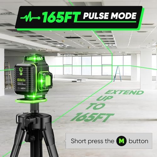 Elikliv Laser Level with Tripod, 4x360° lazer leveler tool | 165Ft Green Laser - Image 3