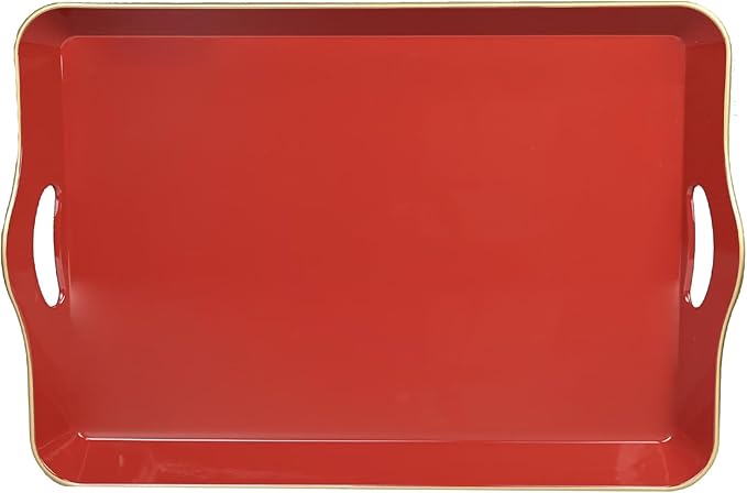Spsyrine Large Red Decorative Tray, Elegant Plastic Serving Tray by Spsyrine