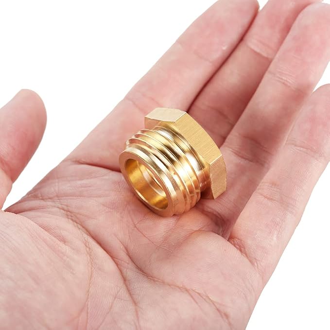 Brass Garden Hose Adapter, 3/4”GHT Male x 1/2”NPT Female Connector, GHT to NPT - Image 2