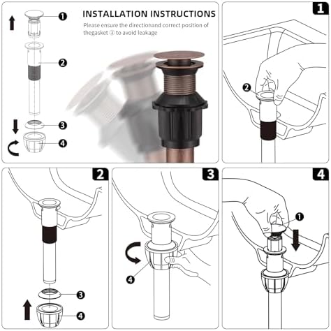 Pop Up Bathroom Sink Drain Assembly Without Overflow - Image 6
