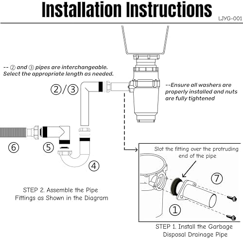 Garbage Disposal Installation Kit, 1-1/2-Inch Kitchen Sink Drain Pipe - Image 6