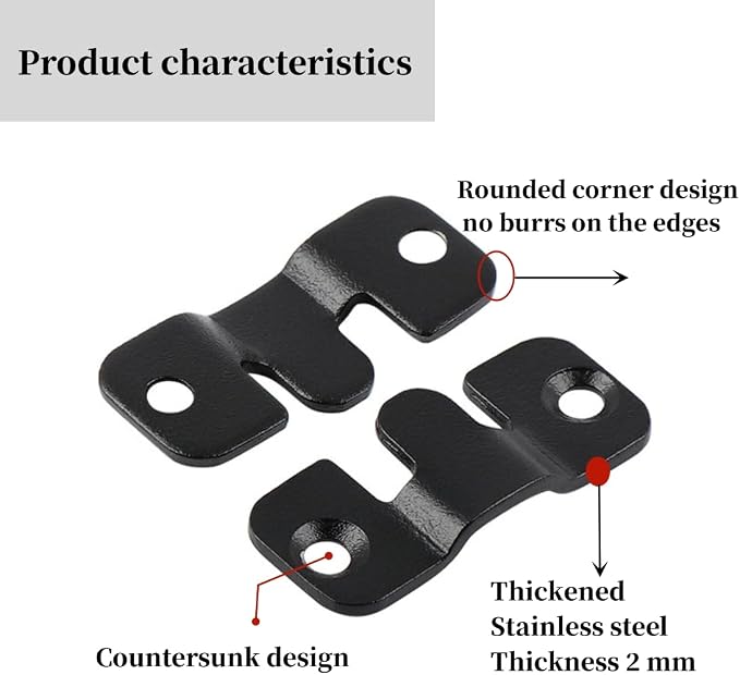 8 Pairs Interlocking Flush Mount Bracket Picture Hanging Hooks Stainless Steel - Image 3