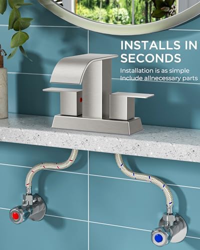 FORIOUS Bathroom Sink Faucet 4 Inch Centerset 2 or 3 Hole Brushed Nickel - Image 3