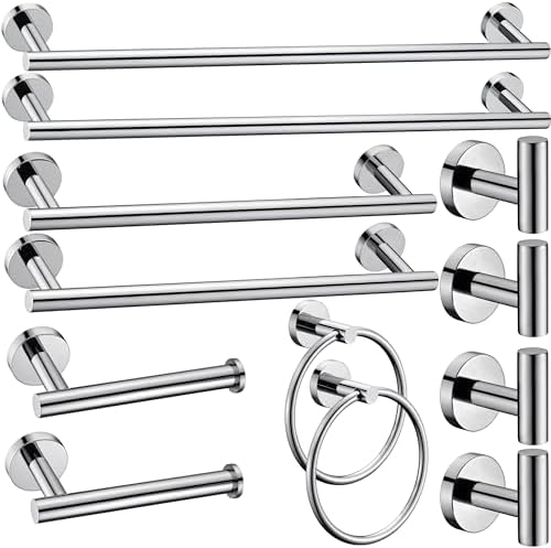 12 Pieces Polished Chrome Bathroom Hardware Accessories Set Hand Towel Ring by Meetuniquestylesandneeds