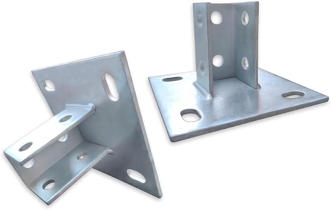 2 Pcs Heavy Duty Strut Post Base, 4-Hole 6" Square, Side Orientation, Suitable by Nusitryco